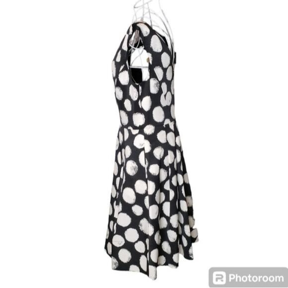Eliza J Black with White Polka Dot Fit & Flare Dress Size 8 - Picture 5 of 9